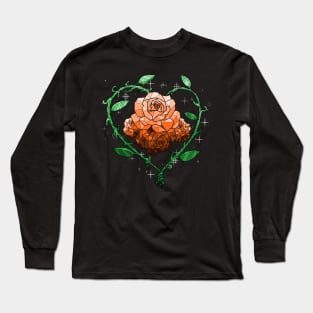 Orange Crystal Flower Long Sleeve T-Shirt